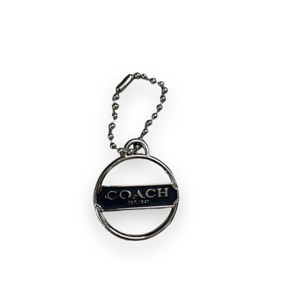 Coach Vintage Est 1941 Round Black Enamel Medallion Bag Charm Keychain